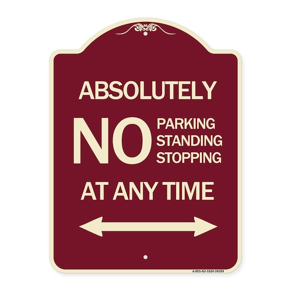 Signmission Absolutely No Parking Standing or Stopping at Anytime with Bidirectional Arrow, A-DES-BU-1824-24359 A-DES-BU-1824-24359 - main
